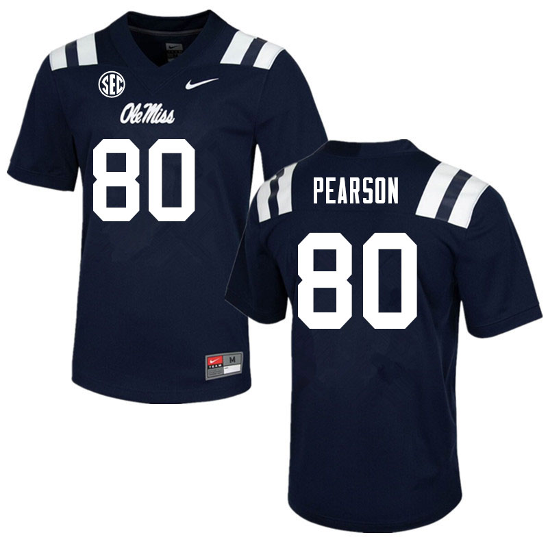 Jahcour Pearson Ole Miss Rebels NCAA Men's Navy #80 Stitched Limited College Football Jersey EUG6358TV
